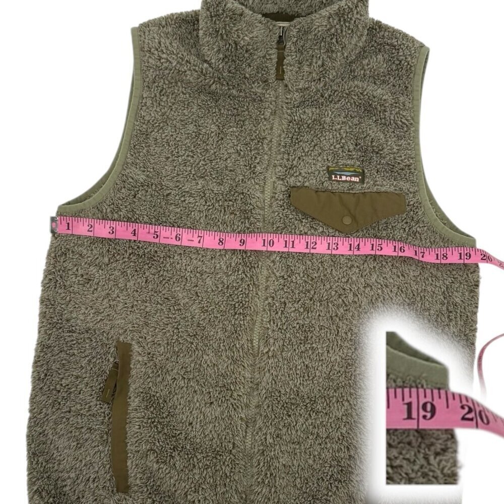 L.L.Bean Womens Slightly Fitted Fleece Vest With Nylon Trim Size Med Olive Gray - Picture 7 of 13